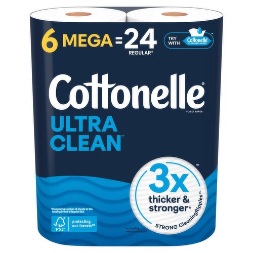 Cottonelle Ultra Clean Toilet Paper Rolls, 6 count