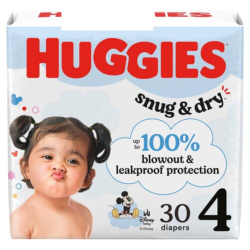 Huggies Snug & Dry Diapers, Size 4, 22-37 lb, 30 count