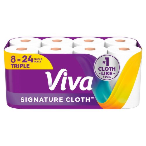 Viva Signature Cloth Paper Towels, 1-ply each towel, 129 Paper Towels per Roll, 8 count