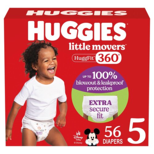 Huggies Little Movers HuggFit 360° Disney Baby Diapers, Size 5, over 27 lb, 56 count
