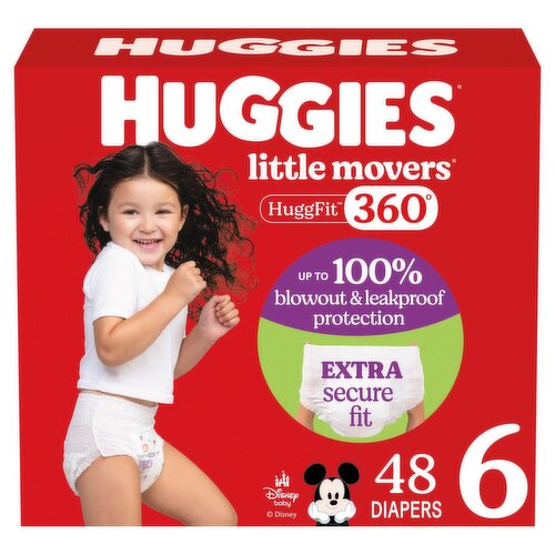 Huggies Little Movers HuggFit 360° Disney Baby Diapers, Size 6, over 35 lb, 48 Count