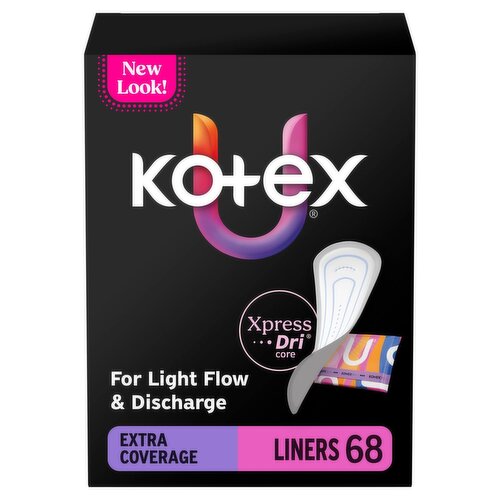 Kotex Extra Coverage Daily Wrapped Liners, 68 Count