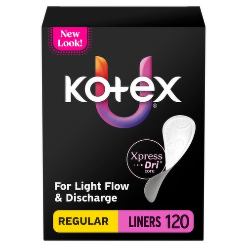 Kotex Regular Daily Unwrapped Liners, 120 Count
