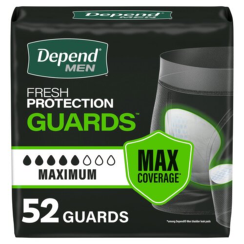 Depend Fresh Protection Men Maximum Guards Protections, 52 Count