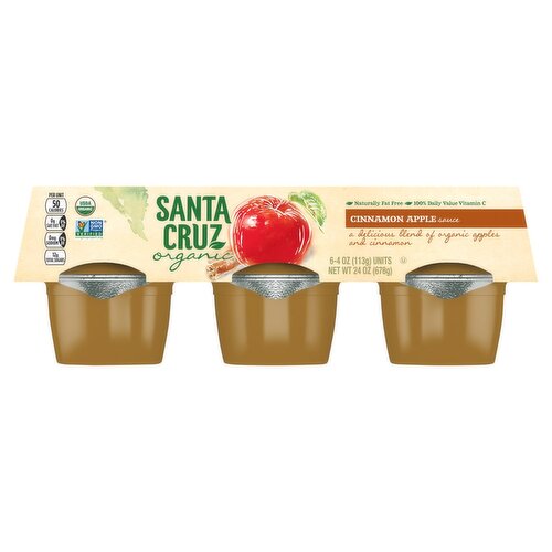 Santa Cruz Organic Cinnamon Apple Sauce, 4 oz, 6 count