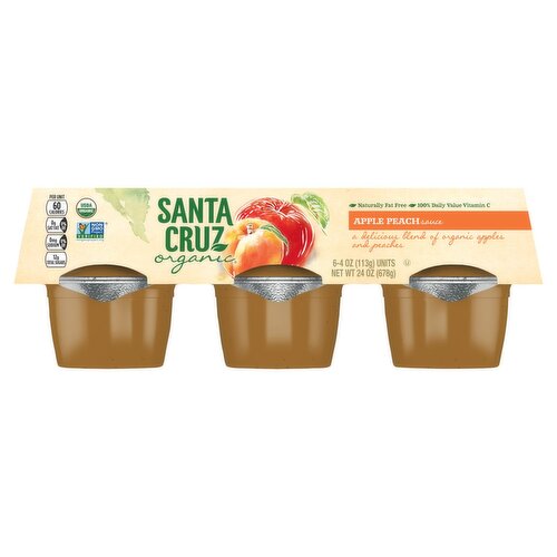 Santa Cruz Organic Apple Peach Sauce, 4 oz, 6 count