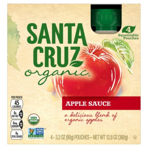 Santa Cruz Organic Apple Sauce, 3.2 oz, 4 count