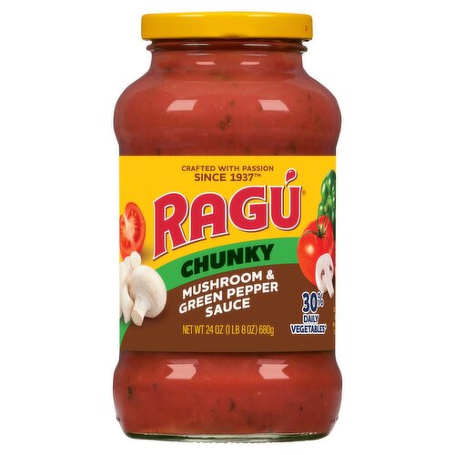 Ragú Chunky Mushroom & Green Pepper Sauce, 24 oz