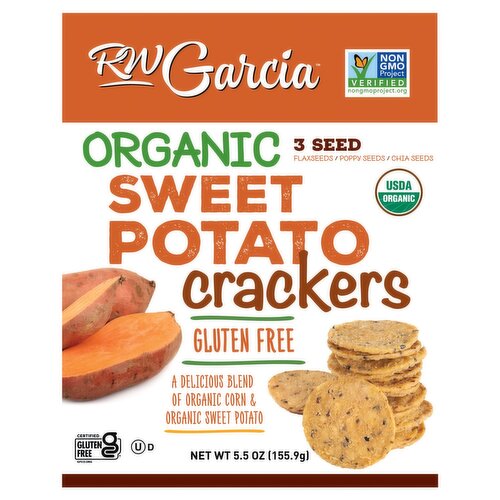 RW Garcia 3 Seed Organic Sweet Potato Crackers, 5.5 oz