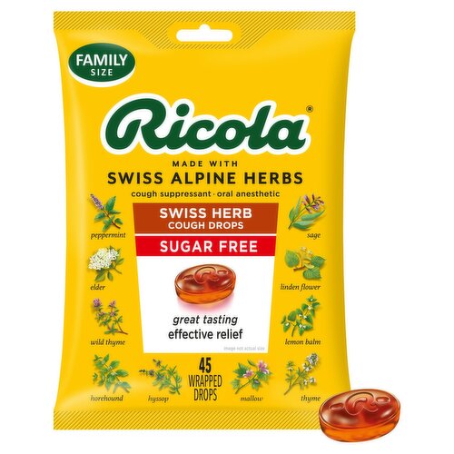 Ricola Sugar Free Swiss Herb Cough Drops Family Size, 45 count