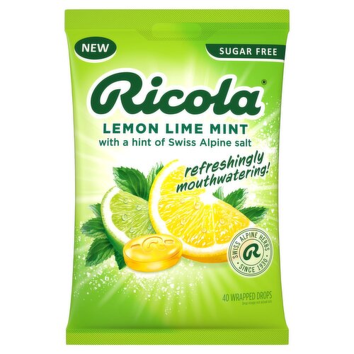 Ricola Sugar Free Lemon Lime Mint Wrapped Drops, 40 Count