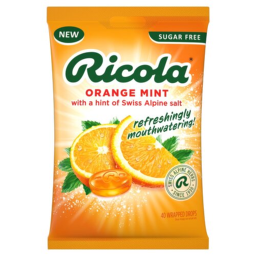 Ricola Sugar Free Orange Mint Wrapped Drops, 40 Count