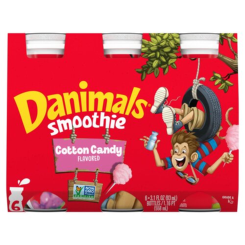 Danimals Cotton Candy Flavor Smoothie, 3.1 fl oz, 6 count