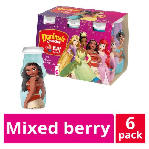 Danimals Disney Princess Mixed Berry Flavored Smoothie, 3.1 fl oz, 6 count