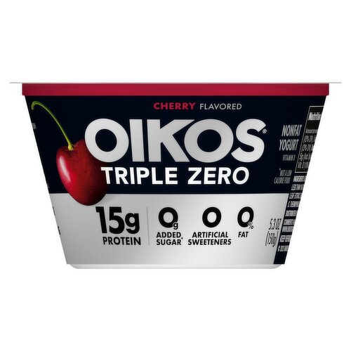 Oikos Triple Zero Cherry Flavored Nonfat Yogurt, 5.3 oz