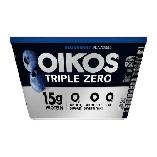 Oikos Triple Zero Blueberry Flavored Nonfat Yogurt, 5.3 oz