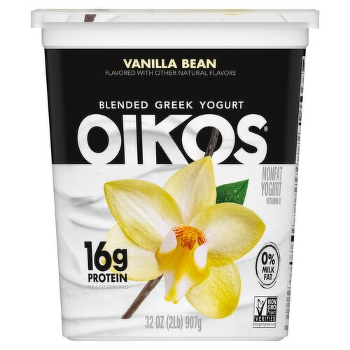 Oikos Vanilla Bean Blended Greek Nonfat Yogurt, 32 oz