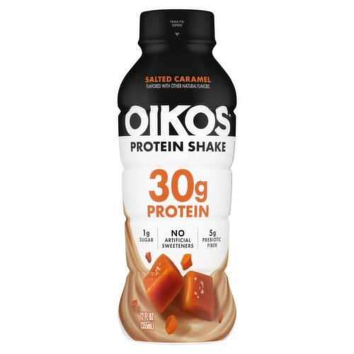 Oikos Protein Shake, Salted Caramel, 30g Protein, Shelf Stable, 12 Fl Oz Bottle
