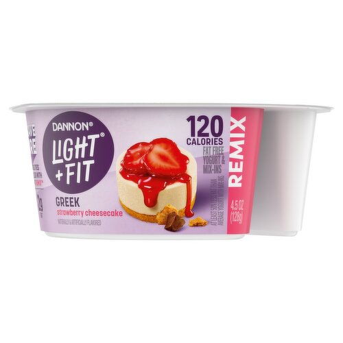 Dannon Light + Fit Remix Greek Strawberry Cheesecake Fat Free Yogurt & Mix-Ins, 4.5 oz