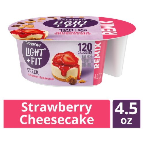 Dannon Light + Fit Remix Greek Strawberry Cheesecake Fat Free Yogurt & Mix-Ins, 4.5 oz