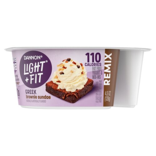 Dannon Light + Fit Remix Greek Brownie Sundae Fat Free Yogurt & Mix-Ins, 4.5 oz