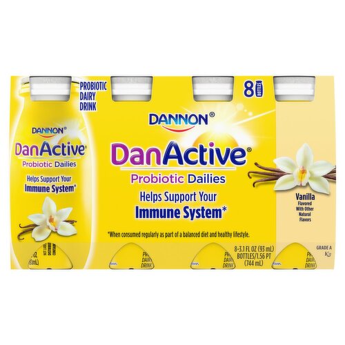 Dannon DanActive Vanilla Probiotic Dairy Drink, 3.1 fl oz, 8 count