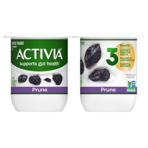 Activia Prune with Probiotics Low Fat Yogurt, 4 oz, 4 count