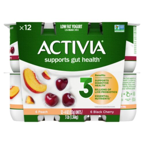 Activia Low Fat Yogurt, 4 oz, 12 count