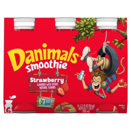 Dannon Danimals Strawberry Explosion Flavor Smoothie, 3.1 fl oz, 6 count