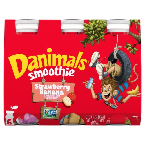 Danimals Strawberry Banana Smoothie, 3.1 fl oz, 6 count