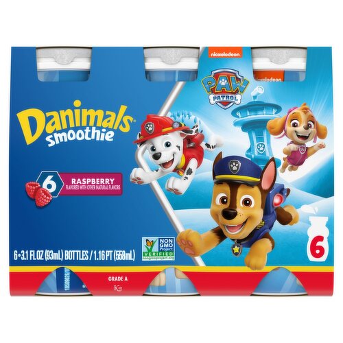 Danimals Raspberry Flavored Smoothie, 3.1 fl oz, 6 count 