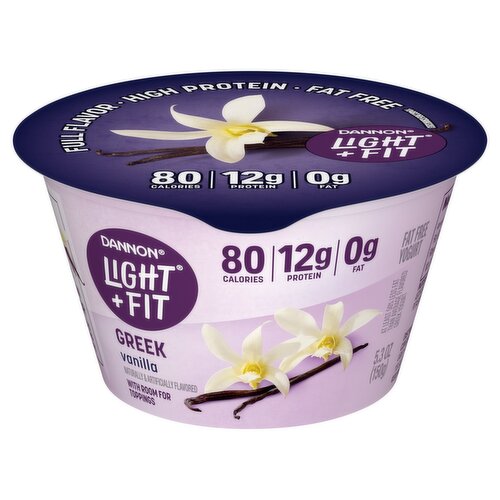 Dannon Light + Fit Greek Vanilla Fat Free Yogurt, 5.3 oz