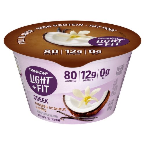 Dannon Light + Fit Greek Toasted Coconut Vanilla Fat Free Yogurt, 5.3 oz