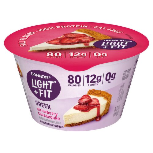 Dannon Light + Fit Greek Strawberry Cheesecake Fat Free Yogurt, 5.3 oz