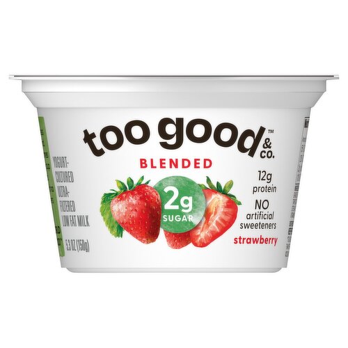 Too Good & Co. Strawberry Blended Yogurt-Cultured Ultra-Filtered Low Fat Milk, 5.3 oz