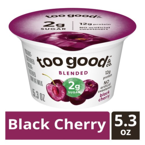 Too Good & Co. Black Cherry Blended Yogurt-Cultured Ultra-Filtered Low Fat Milk, 5.3 oz