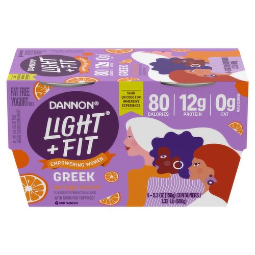 Dannon Light + Fit Greek Orange Cream Fat Free Yogurt, 5.3 oz, 4 count