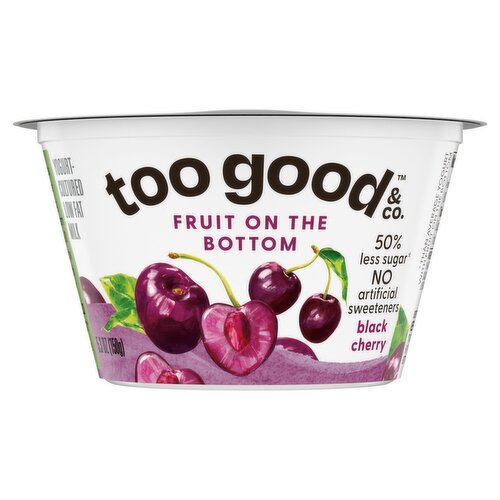 Too Good & Co. Black Cherry Fruit on The Bottom Yogurt-Cultured Low Fat Milk, 5.3 oz