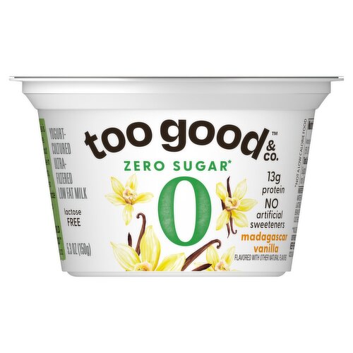 Too Good & Co. Madagascar Vanilla Zero Sugar Yogurt-Cultured Ultra-Filtered Low Fat Milk, 5.3 oz