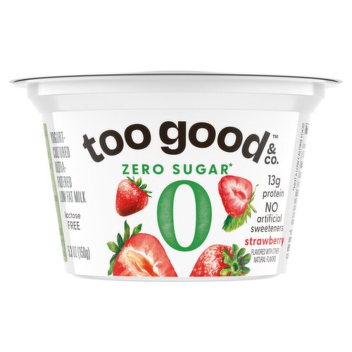 Too Good & Co. Strawberry Zero Sugar Yogurt-Cultured Ultra-Filtered Low Fat Milk, 5.3 oz