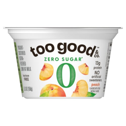 Too Good & Co. Peach Zero Sugar Yogurt-Cultured Ultra-Filtered Low Fat Milk, 5.3 oz