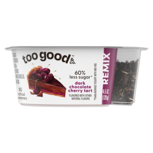 Too Good & Co. Remix Dark Chocolate Cherry Tart Yogurt-Cultured Low Fat Milk & Mix-Ins, 4 oz