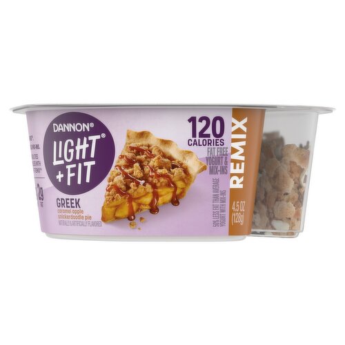Dannon Light + Fit Remix Greek Caramel Apple Snickerdoodle Pie Fat Free Yogurt & Mix-Ins, 4.5 oz