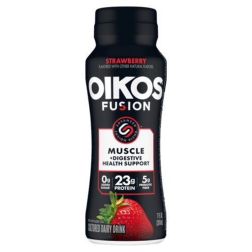 Oikos Strawberry Fusion Cultured Dairy Drink, 7 fl oz