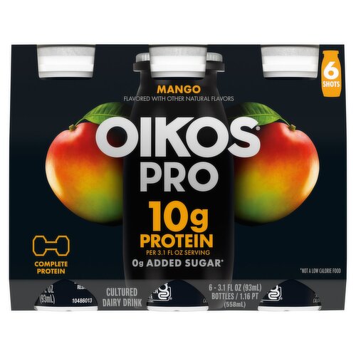 Oikos Pro Mango Cultured Dairy Drink, 3.1 fl oz, 6 count