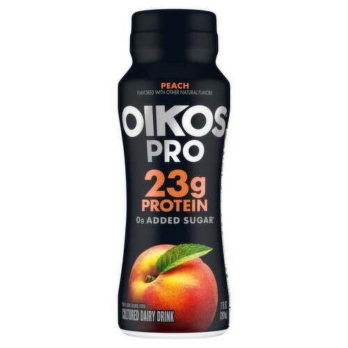 Oikos Pro Peach Cultured Dairy Drink, 7 fl oz