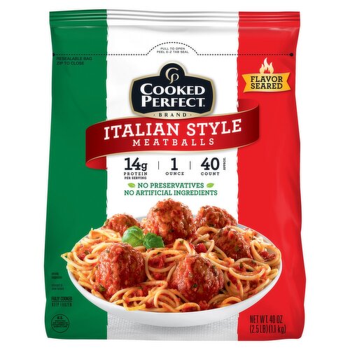 Cooked Perfect Italian Style Meatballs Dinner Size, 40 oz