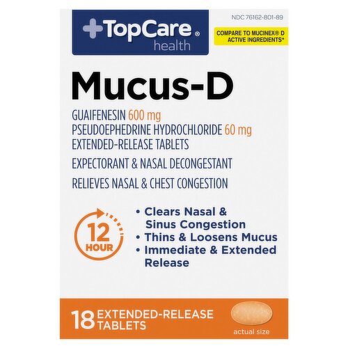 TopCare Health Mucus-D Extended-Release Tablets, 18 Count