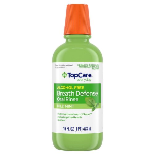 TopCare Everyday Mild Mint Alcohol Free Breath Defense Oral Rinse, 16 fl oz