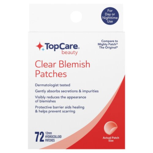 TopCare Beauty 12mm Clear Blemish Hydrocolloid Patches, 72 count